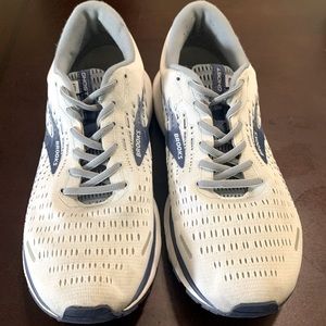 White and Blue Brooks athletic shoes